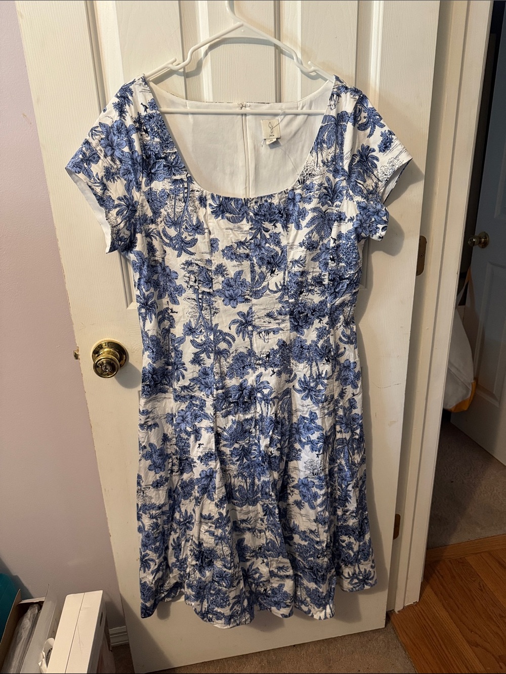 Joie White Dress with Blue Floral Print